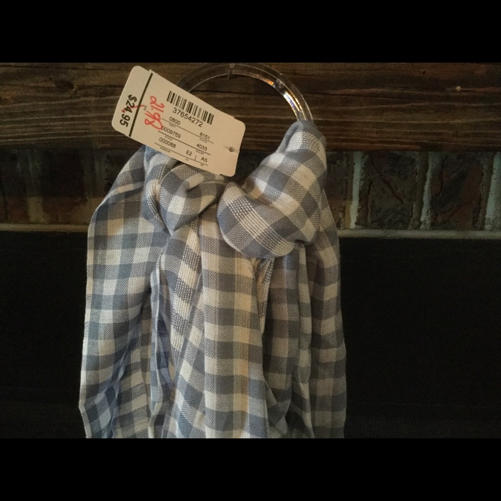 Blue and white checkered scarf